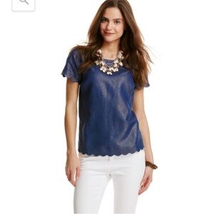 Vineyard Vines Shimmer Linen Scallop Top Size‎ 10